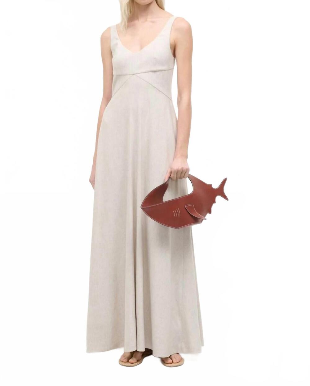 NEW STAUD madison linen dress in natural